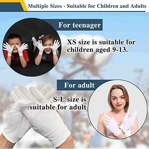 24Pcs White Cotton Gloves for Dry Hands Kids Eczema Gloves Overnight Moisturizing Gloves for Women Cosmetic