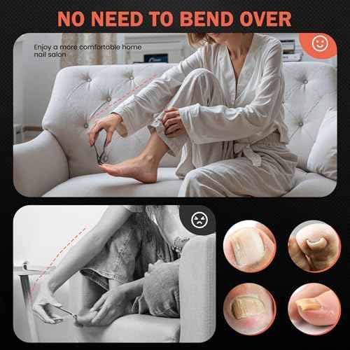 BEZOX Toenail Clippers for Seniors ? Upgraded Long Handled Curved Head Toe Nail Clippers for Thick Nails for Elderly - Black