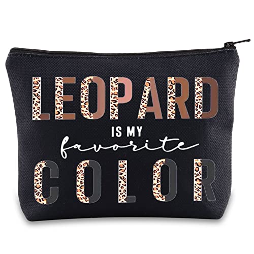 BWWKTOP Leopard Lovers Cosmetic Makeup Bag - Zipper Pouch, Leopard Fans Gifts, My Favorite Color Merchandise