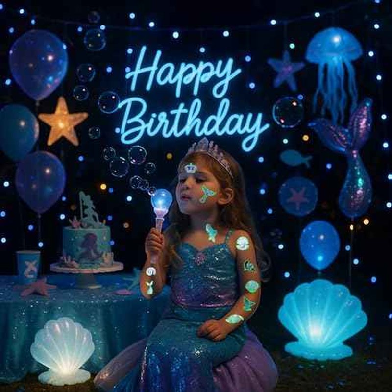 96PCS Mermaid Pre-Cut Temporary Tattoos for Kids - Cute Under the Sea Party Favors, Perfect for Ocean Mermaid-Themed Birthdays, School Rewards, and Baby Showers (Glow in the Dark)