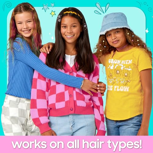 Just My Style All-in-One Hair Stylist, 4-in-1 Styling Tool with Gem Stamper, Beader, Chalk, and Brush - Fun Hair Accessories for Girls 8-12