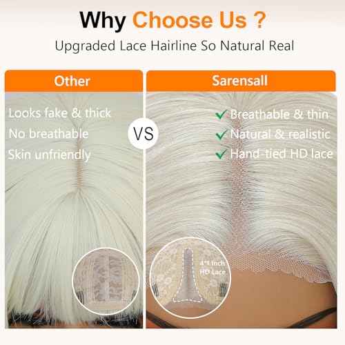 Platinum Blonde Wig for Women, 4x1 Lace Hairline Long Wavy Middle Part Heat Resistant Synthetic Wigs for Daily Party - 24 Inch