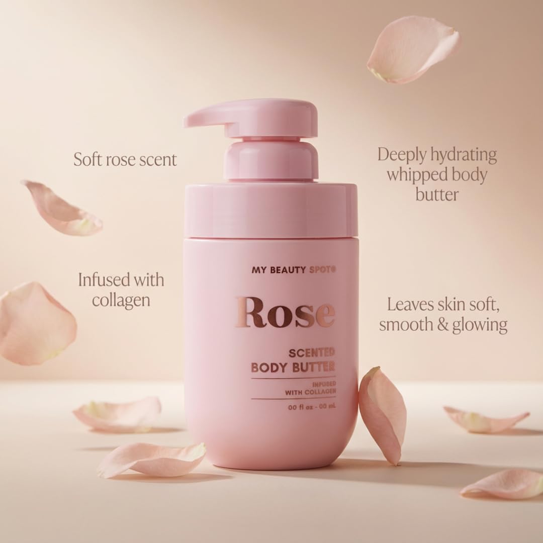 My Beauty Spot Scented Body Lotion for Women - Rose Scented Body Butter, Natural Lotion for Women to Smell Good, Skin Moisturizer Infused with Collagen - Extra Large 510 ml.