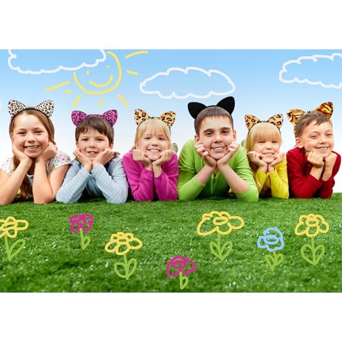 YARIEW 12 Pcs Cat Ears Headbands Animal Ears and Horns Headband Plush Horns Cosplay Costume Halloween Christmas