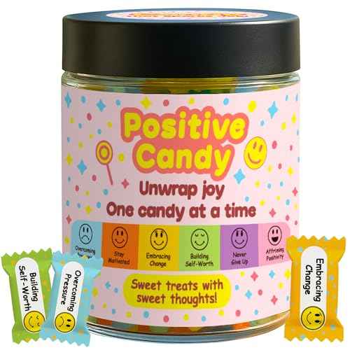 Positive Messages in Candy, Unique Gifts for Women, Positive Affirmations Cards, Christmas Gift for Teen Girls, Self Care Gifts, Motivational Gift, Affirmation Jar