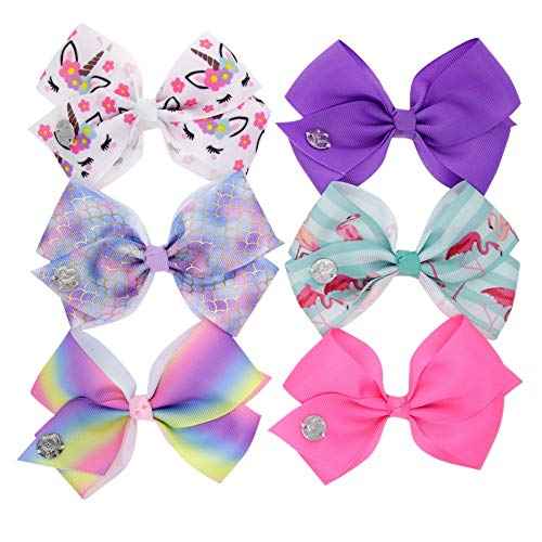 JOJO SIWA 12pcs Hair Bows Clips for Girls (2 Set) - 5 Inches Alligator Clips for Girls Large Bow (1)