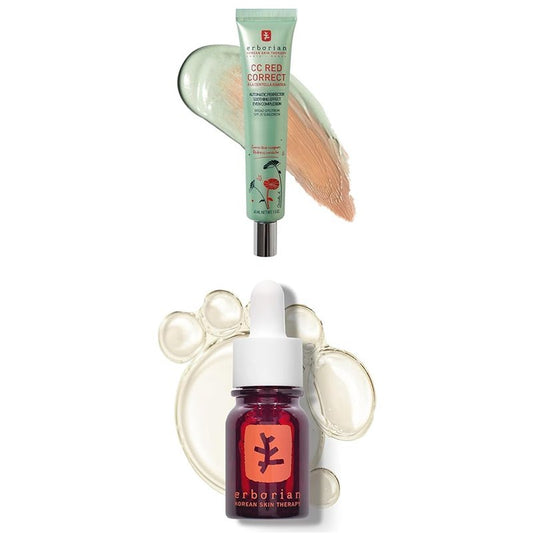 Erborian Color Correcting CC Cream & Multi-Perfecting Night Oil Serum Bundle - Ideal for Redness Relief & Skin Perfection