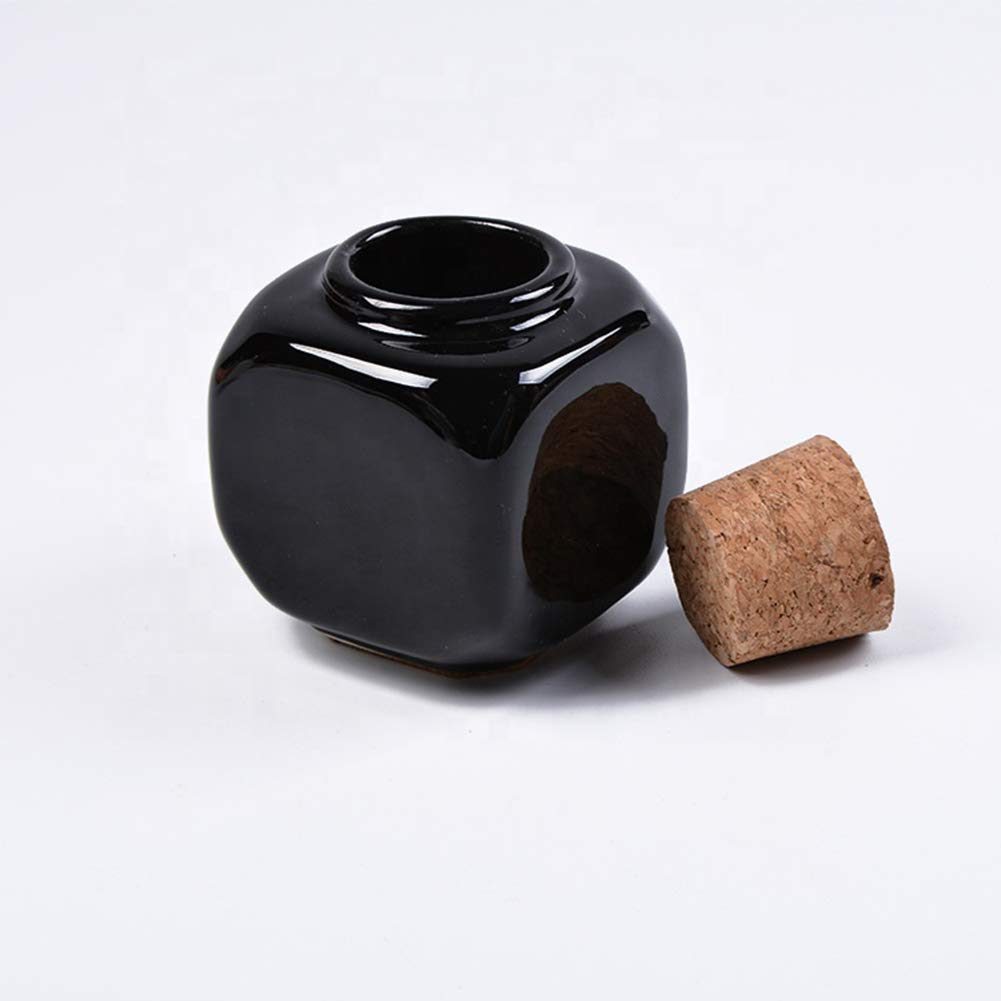 Porcelain Material Nail Art Acrylic Glass Dappen Dish Powder Liquid Bowl Holder Container With Soft Wooden Lid Nail Art Accessories (black&white)