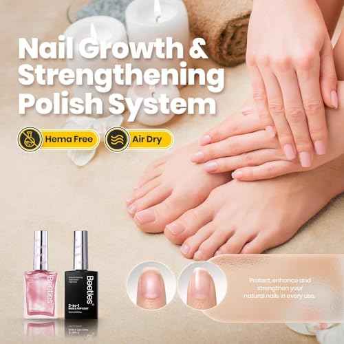 Beetles Nail Polish,15 ML Pearl Pink Nail Polish with 2 in 1 Base Top Coat -Fast Drying & Long Lasting Pearl Romantic Reverie Valentine's Day Gift for Women