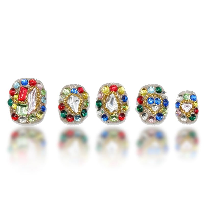 SLANGO Full-Shining Press On Nails, Hand Made Short Round False Nails with Rhinestones, Reusable, Durable, Thick Acrylic Nails for Women S (Ship from US)