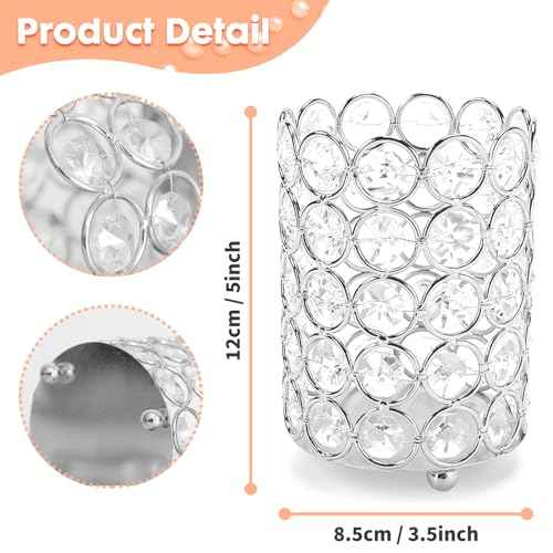ShellKingdom Makeup Brush Holder, Clear Crystal Diamond Cosmetic Brush Storage Organizer Holder, Candle Holder for Wedding Christmas Birthdays Gifts Home Office Decor Dresser