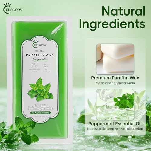 Paraffin Wax Refills-10 Pack Peppermint Scented Paraffin Wax for Hand and Feet, Parrafin Wax Bath Blocks for Wax Machine, Relieves Muscle Fatigue, Deeply Hydrates, Moisturizes and Nourishes
