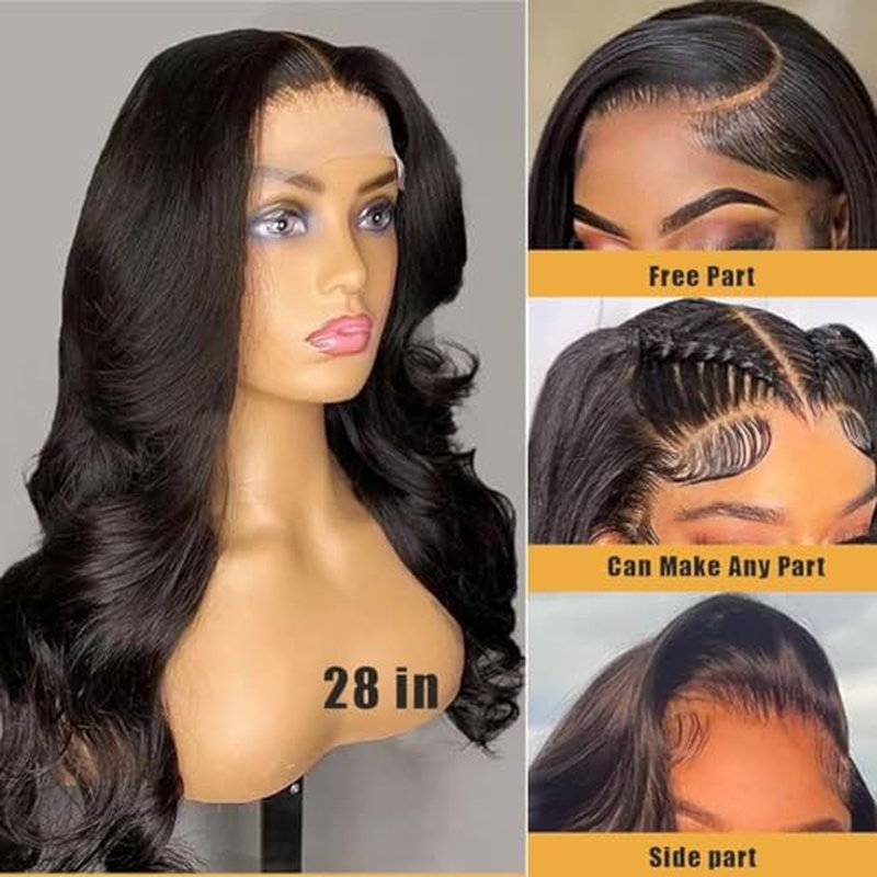 SENSAIRUITE Body Wave Lace Front Wigs Human Hair Wide Lace 180 Density Human Hair Wigs 13x4 Human Hair Lace Front Wigs Pre Plucked 20 Inches Natural Color