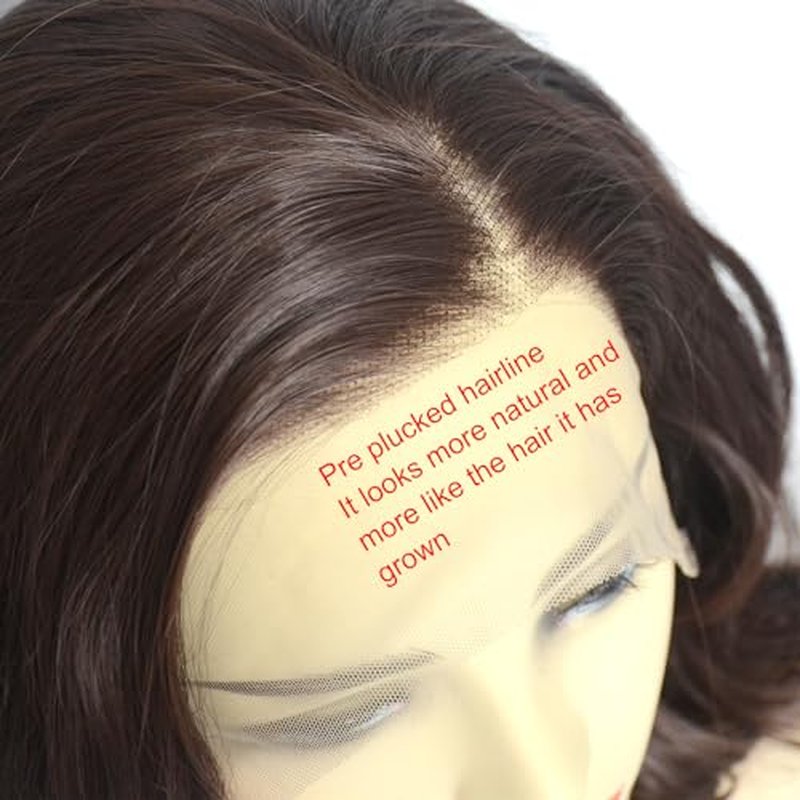 Dark Brown Lace Front Wig Short Bob Style 6# Pre Plucked Chocolate Brown Loose Wave Curly Synthetic Hair Side Part Half Hand Tied Replacement Full Wigs 12 Inches for Women Girls
