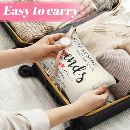 Saintrygo 10 Pieces Friendship Gifts for Women Good Friend Cosmetic Bags Funny Long Distance Friendship Makeup Bags Christmas Gift Travel Toiletry Makeup Zipper Pouch for BFF Soul Sister(Heart Style)