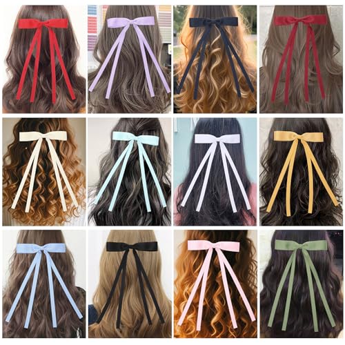 16 PCS Hair Bows for Women,Hair Ribbon Hair Bows With Long Tail,Hair Bow Clips Hair Barrettes for Women Accessories