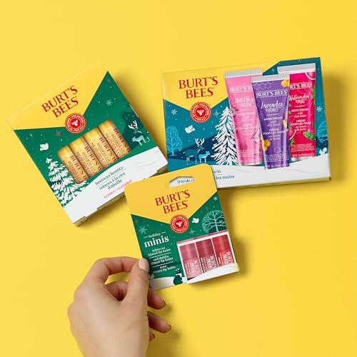 Burt¡¯s Bees Christmas Gifts, 4 Lip Balm Stocking Stuffers Products, Beeswax Bounty Classic Set - Original Beeswax Moisturizing Lip Balm (4-Pack)