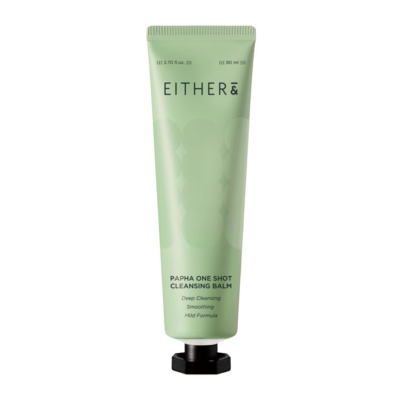 EITHER& PAPHA One Shot Cleansing Balm, Korean 2-in-1 Melting Makeup Remover & Gentle Oil-to-Milk Cleanser with Papaya Enzyme & PHA, Hydrating & Smoothing (2.70 fl. oz.)