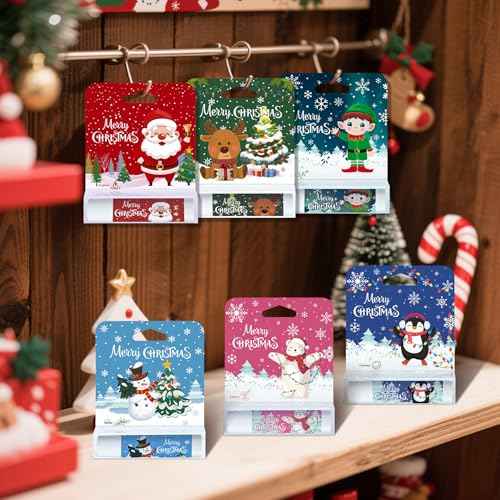 24 Pcs Christmas Lip Balm Gifts Bulk Cute Stocking Goodie Bags Stuffers 6 Flavors Holiday Small Gifts Xmas Party Supplies Moisturizer Butter Care