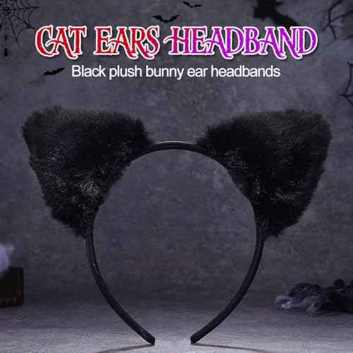 BARTOSI Cat Ears Headband Black Leopard Ear Headpiece Halloween Costume Hair Accessories for Women and Girls