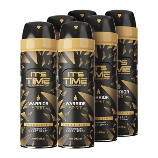 IT'S TIME By Bruce Buffer Deodorant & Body Spray For Men, 6.7 fl. oz. (6 pack) (Warrior Spirit)