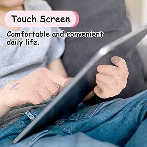 Evridwear Eczema Gloves Kids Cotton Moisturizing Gloves for Dry Hands, Eczema, SPA, Overnight Lotion, 2 Pairs with Touchscreen Fingers (Pink Thin)