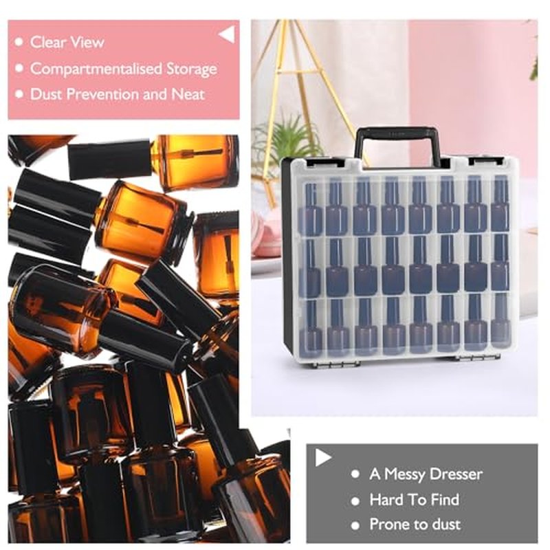 RISOU Portable Nail Polish Organizer - Large-Capacity Double-Sided Storage Case Holds 96 Bottles of Nail Polish.(15ml - 0.5 fl oz)(Case Only)