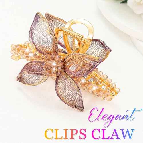CAKURE Flower Claw Clip Sparkly Hair Claw Clip Fancy Hair Accessoreis for Women