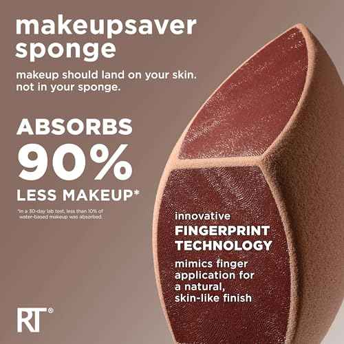Real Techniques Makeupsaver Sponge + Brush Trio, Makeup Blending Sponge & Brushes For Liquid & Cream Foundation, Natural Finish & Reduces Makeup Waste, Cruelty & Latex-Free, 3 Piece Set