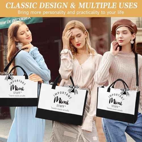 Mimi Gifts, Mothers Day Gifts For Grandma Mimi, Best Grandmother Gift Set from Granddaughter Grandkids - Unique Canvas Tote Bag Makeup Bag 16oz Glass Tumbler Care Package for Women