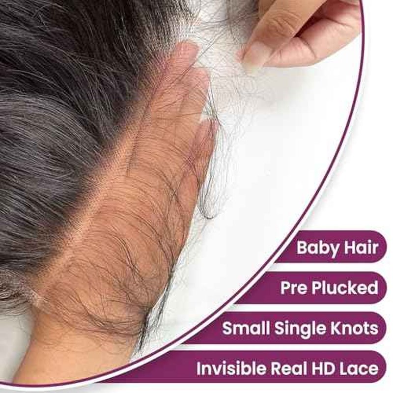 13x6 Real HD Lace Frontal, 0.11mm Ultra-Thin Skinlike Invisible Swiss HD Lace Frontal Pre Plucked with Baby Hair Brazilian Virgin Hair Ear to Ear 13x6 Lace Frontal Human Hair 20 Inch