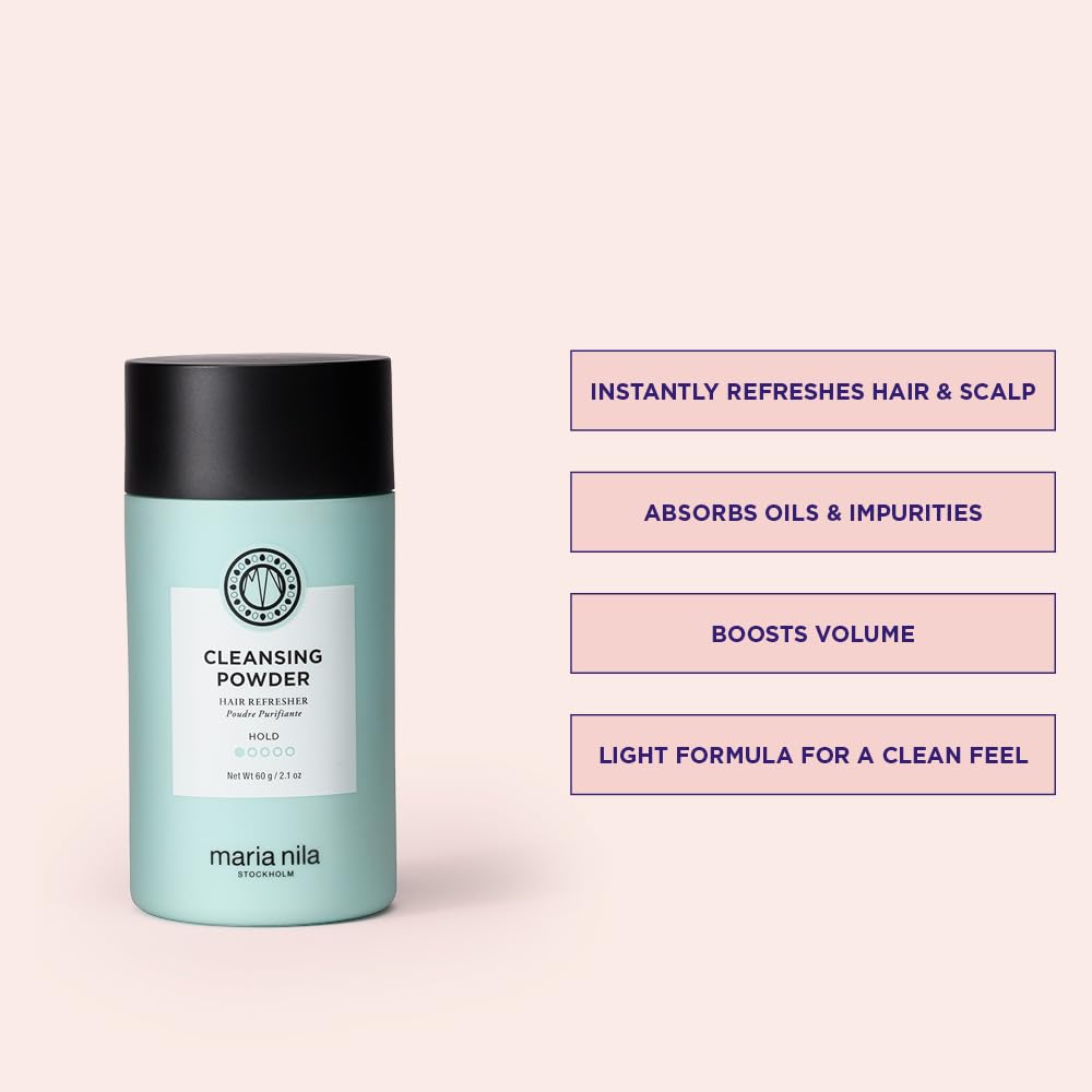 Maria Nila Cleansing Powder, Dry Shampoo Powder, Refreshes Hair & Scalp, Absorbs fats, oils & product residue, 100% Vegan & Sulfate/Paraben free, 2.1 Oz