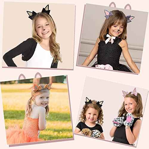 Qearl 12PCS Dog Ears Hair Clips Glitter Hair Bows Clips Cute Blue Hair Accessories for Toddler Girls Birthday Party Supplies in 6 pair