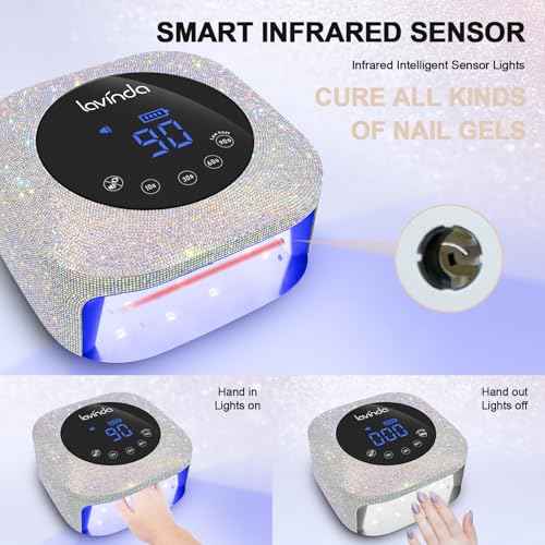 Lavinda UV LED Nail Lamp, 54W Rechargeable Cordless Nail Lamp Nail Dryer Gel Polish UV Nail Light with 4 Timer Setting, Professional Quick Dry Curing Lamp with Display Auto Sensor for Salon & Home