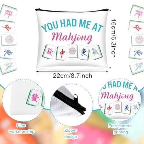 9 Pcs Mahjong Cosmetic Bag Gifts for Women Mahjong Makeup Bag Mah Jong Zippered Pouch for Lover Player Friend Mom Grandma Lucky Birthday Christmas New Year Gift