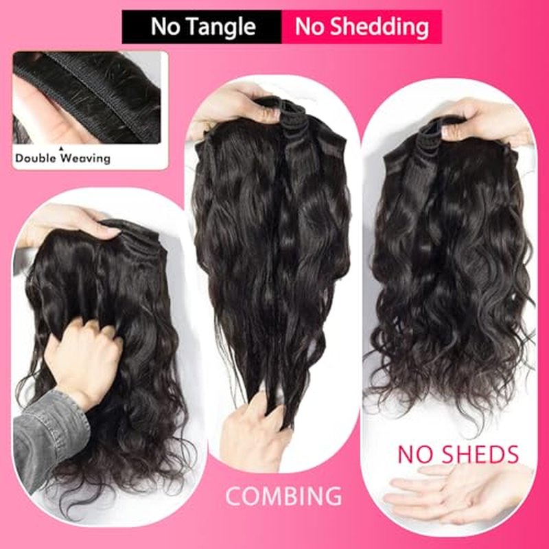 12A Human Hair Bundles 10 12 14Inch Body Wave Bundles Human Hair 100% Unprocessed Brazilian Virgin Weave Bundles 3 Bundles Real Natural Black Wavy Human Hair Extensions 1B Bundles for Women