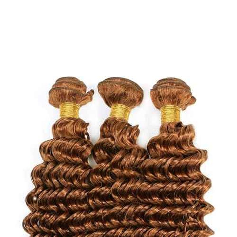 Augfst Brazilian Virgin Human Hair Bundles Color 30 Light Brown Deep Wave Bundles Human Hair 10 12 14 Inch Inch 12A Unprocessed Sewn In Quick Weave for Black Women