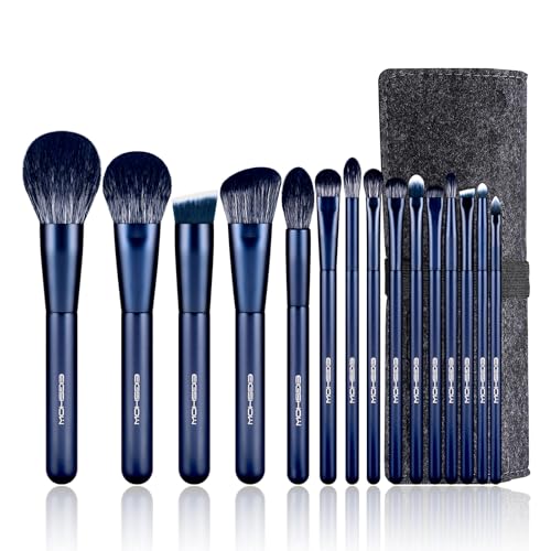 Makeup Brush Set, EIGSHOW Professional Makeup Brushes Kit Foundation Powder Concealers Eye Shadows Makeup 15 Piece for Eye Face Liquid Cream Cosmetics Brushes Kit Best Birthday Gift for Women(BLUE)