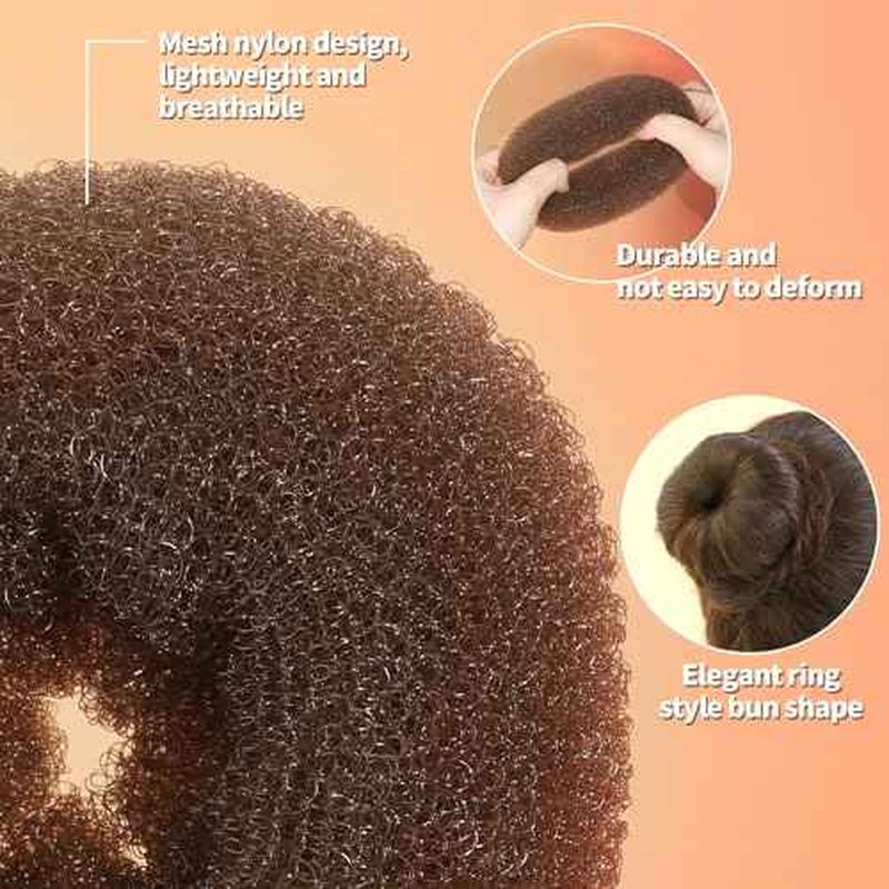 FANDAMEI Hair Donut Bun Maker Kit - 4 Hair Bun Maker, 20 Invisible Hair Nets for Buns, 5 Elastics, 20 Bobby Pins, Bun Nets for Ballet girls,Hair Donuts for Buns - Light Brown