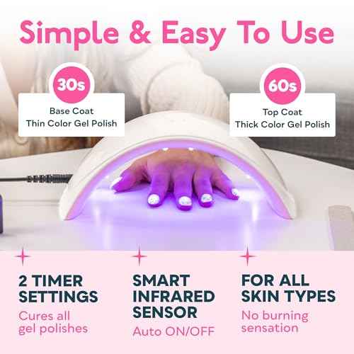 SUNUV UV LED Nail Lamp, Nail Dryer for Gel Polish UV Light for Nails with Sensor 2 Timers SUN9C Pink Gift for Women Girls