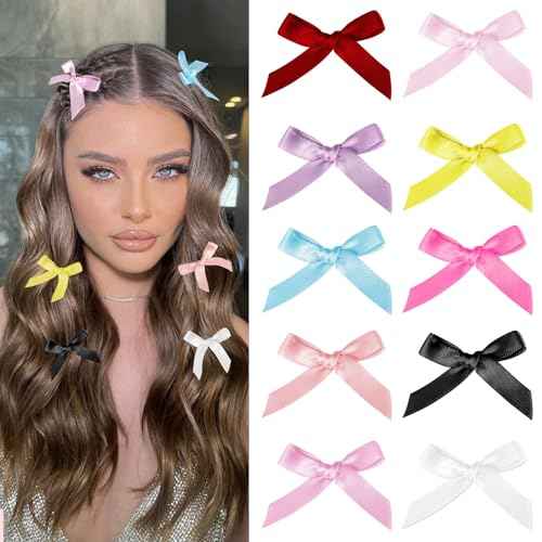 100Pcs Bow Hair Clips, Small Hair Bow Clip for women Girls, Mini Cute bowknot Hair Clips Barrettes Pins Metal Y2k Hair Accessories for Braids Teens Stage Concert Christmas Ballet Style