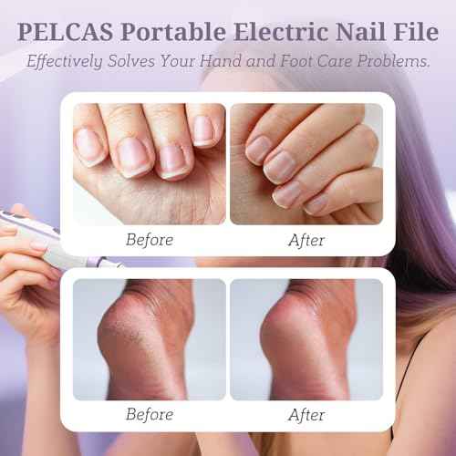 PELCAS Electric Toenail Grinder for Thick Toenails, Cordless Nail Drill, 5 Speeds Manicure and Pedicure Kit with LED Light, Electric Nail File for Human, Pet, Thick Toenails, Natural & Acrylic Nails