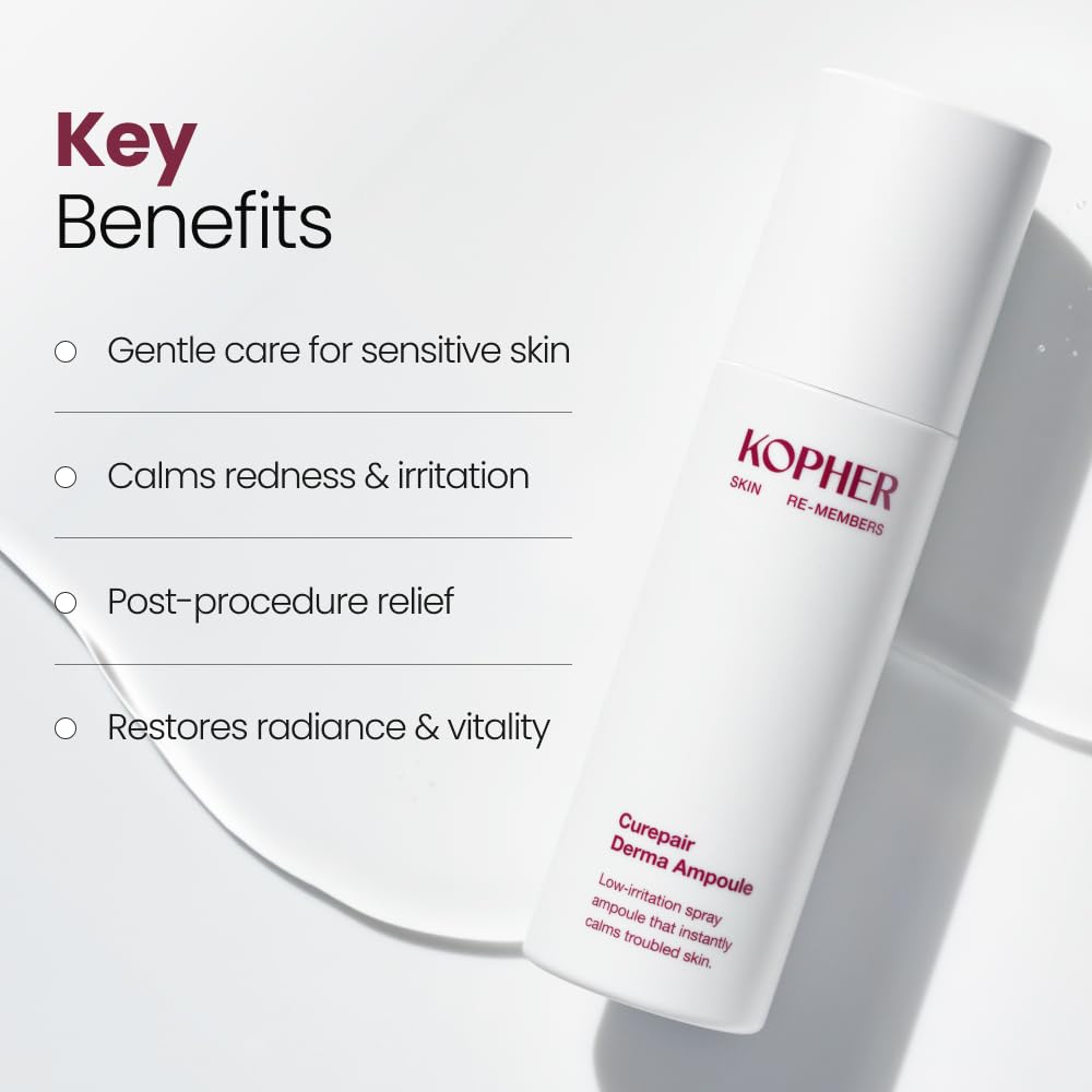 Kopher Curepair Derma Facial Serum Spray Mist 4ever, with 10GF Skin Renewal & Brightening Ampoule for Sensitive Skin - Reduces Wrinkles, Improves Skin Tone, Korean Skincare (3.38 fl.oz.)