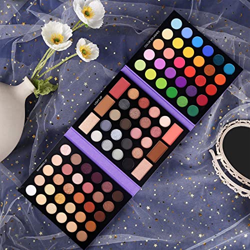 UCANBE Pretty All Set Eyeshadow Palette Pro 86 Colors Makeup Kit Matte Shimmer Eye Shadow Highlighters Contour Blush Powder All In One Makeup Pallet Holiday Christmas Valentine's Gift Set