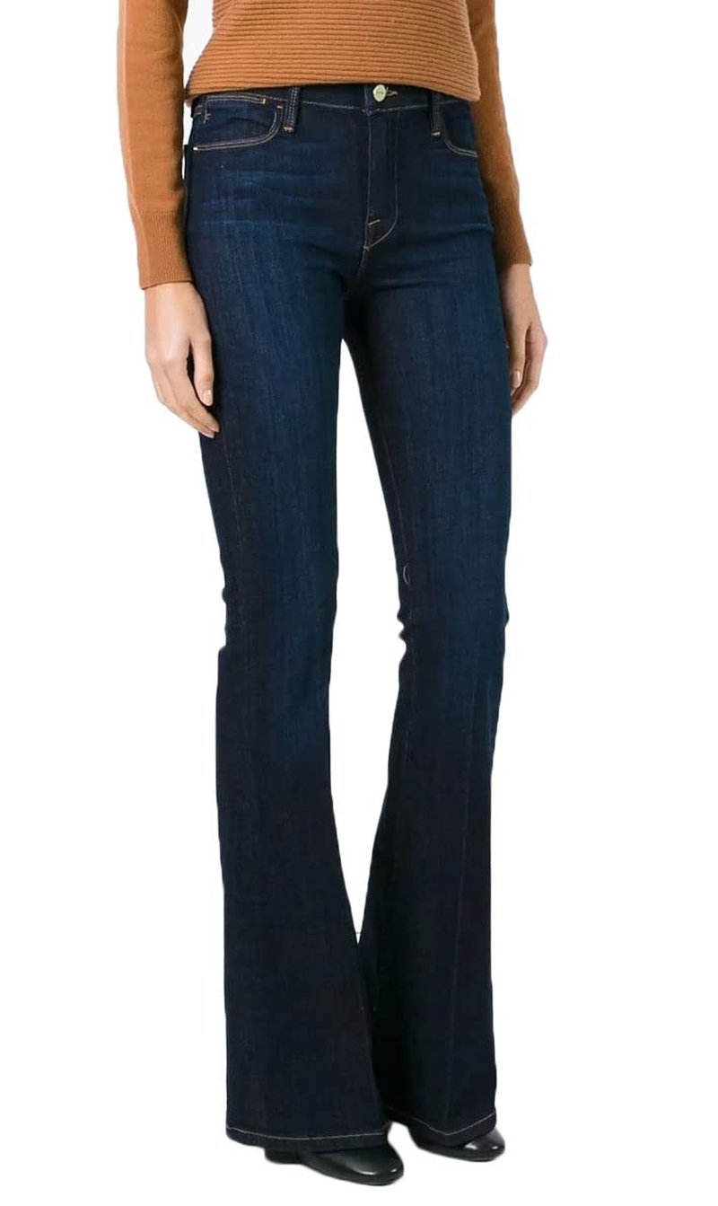 GALMINT Women's Fashion High Waisted Wide Leg Bootcut Slim Denim Flare Bellbottom Jeans (Dark Blue, US 10)
