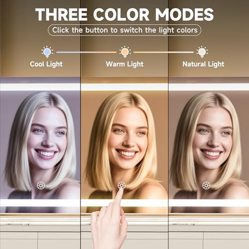 MINISO Vanity Mirror with Lights-15.7" x 11.8" LED Makeup Mirror, 3 Color Modes Touch Control and Brightness Adjustment Lighting Mirror, 10X Magnifying Glass, 360¡Æ Rotation