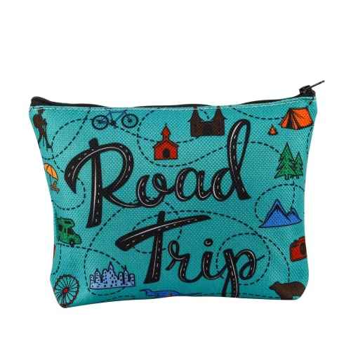 Travel Lover Gift Road Trip Camping Gift Travelling Hiking Lover Zipper Pouch Makeup Bag (Road Trip)