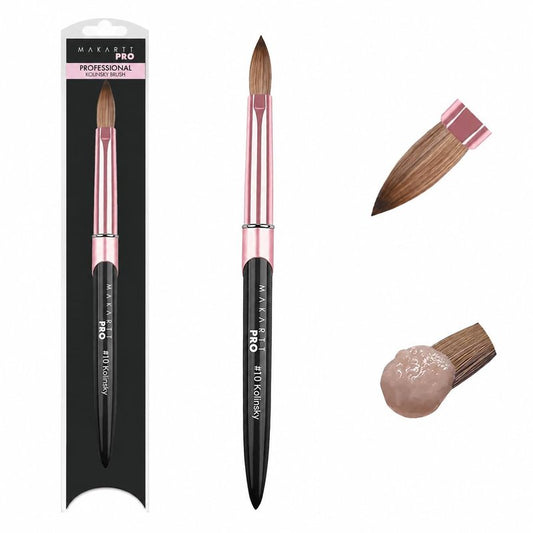 MakarttPro Kolinsky Acrylic Nail Brush Size 10 – 100% Pure Kolinsky Hair Nail Brush for Acrylic Application, Professional Nail Brush for Smooth Bead Control, Anti-Clogging, Acetone Resistant Handle