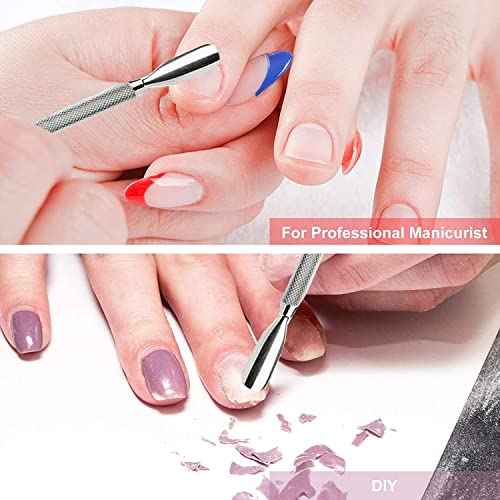 Cuticle Pusher Tools - Professional Nail Cuticle Pusher Cuticle Remover Cuticle Trimmer Spoon Shaped Nail Cleaner Dual Sided Metal Stainless Steel Manicure Pedicure for Women 4 Pack Set Krisp Beauty