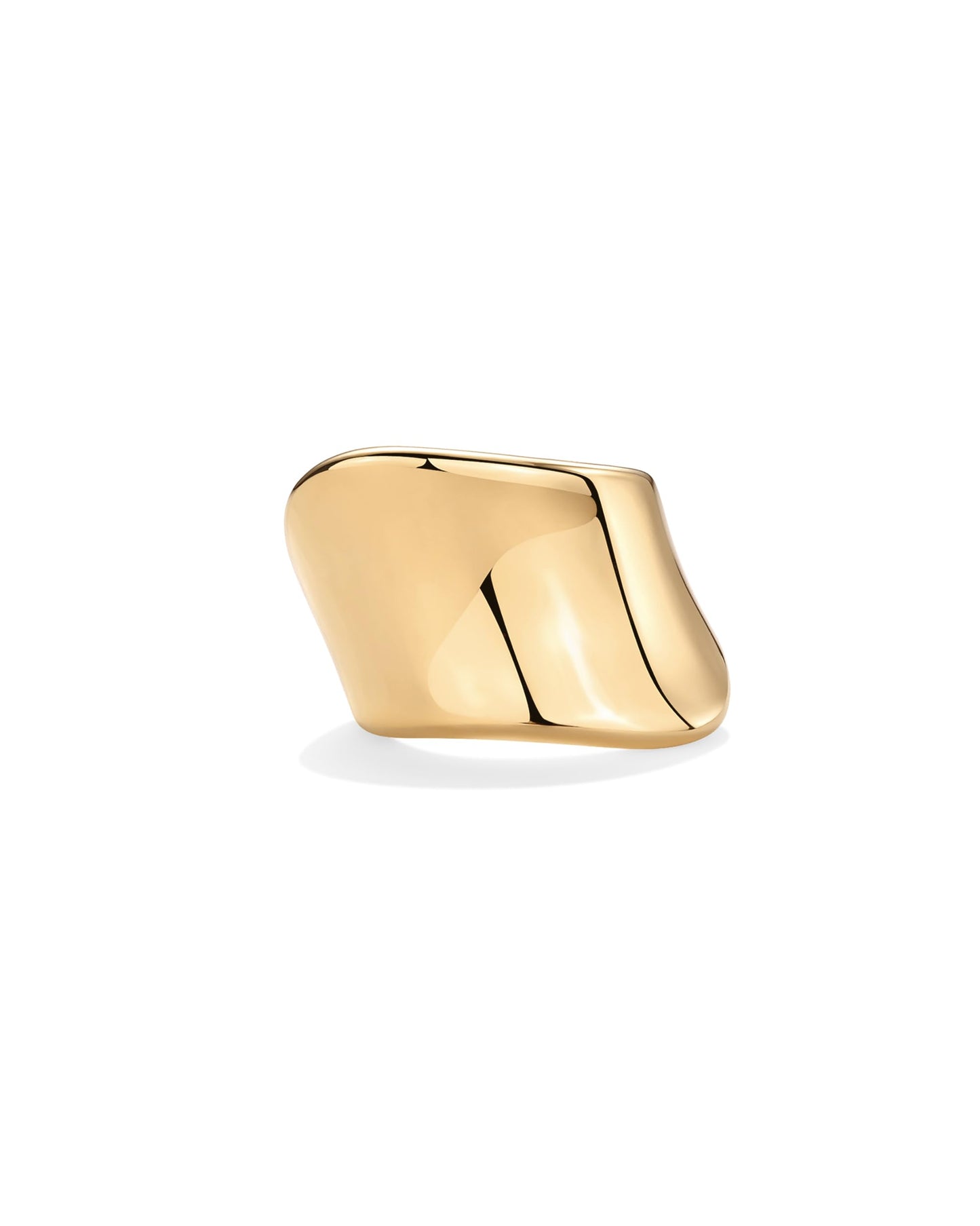 PAVOI 14K Yellow Gold Plated Chunky Statement Ring for Women | Minimalist Stainless Steel Hypoallergenic Wide Wavy Stackable Rings | Size 9